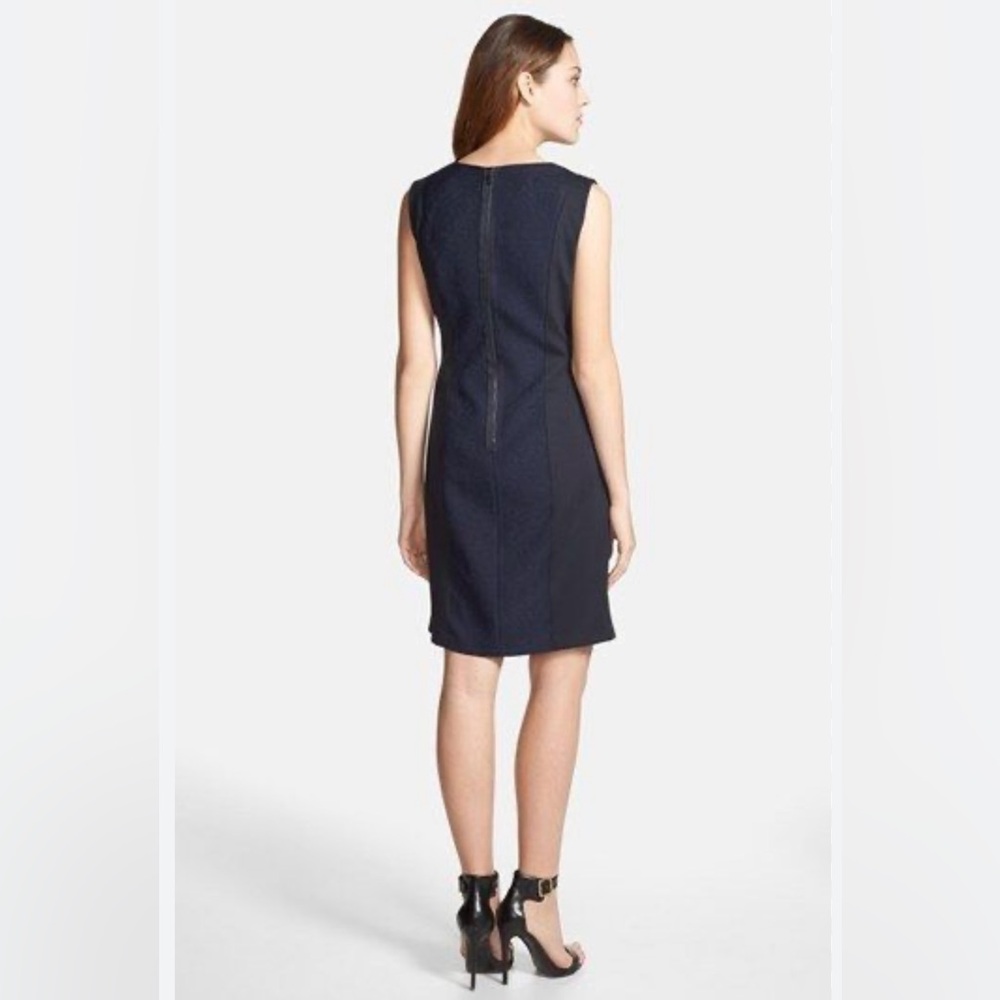 Elie Tahari‎ dress size 0 Arvis Navy Yard Textured Panel Sleeveless Dress 🖤 - Picture 2 of 9